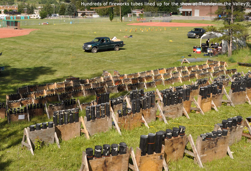 Hundreds of fireworks tubes lined up for the show at Thunder in the Valley