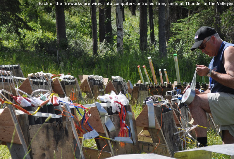 Each of the fireworks are wired into computer-controlled firing units at Thunder in the Valley