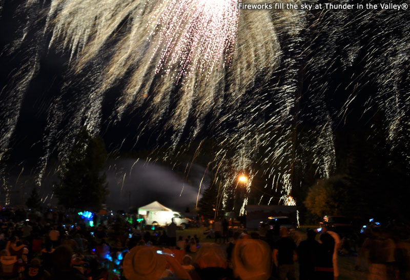 Fireworks fill the sky at Thunder in the Valley
