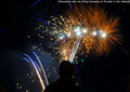 Silhouetted with sky-filling fireworks at Thunder in the Valley
