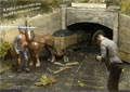 A replica of the coal trollies being hauled by horse out of the mines