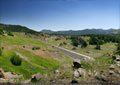 The CPR mainline and Crowsnest River run parallel to Hwy 3 south of the main street in Bellevue