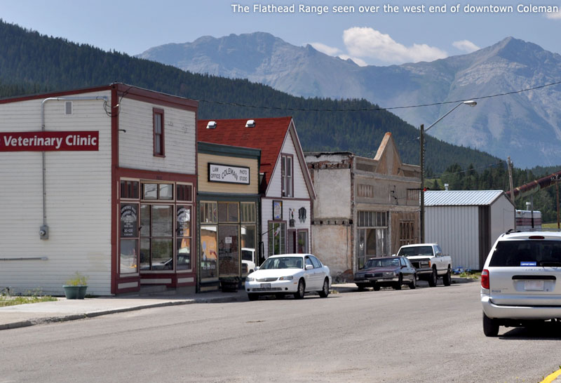 The Flathead Range seen over the west end of downtown Coleman