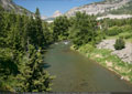 From the bridge (west entrance) you can see Crowsnest Mtn. & the Frank Slide Interpretive Centre (Upper Right)