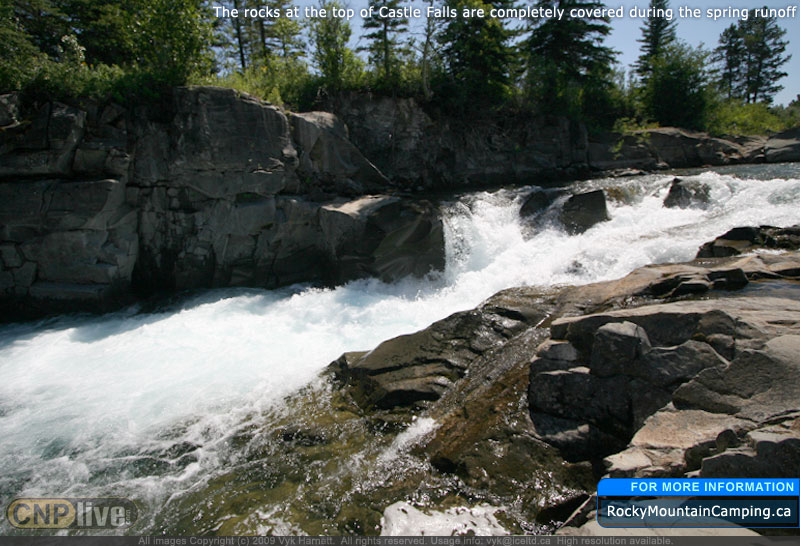 The rocks at the top of Castle Falls are completely covered during the spring runoff