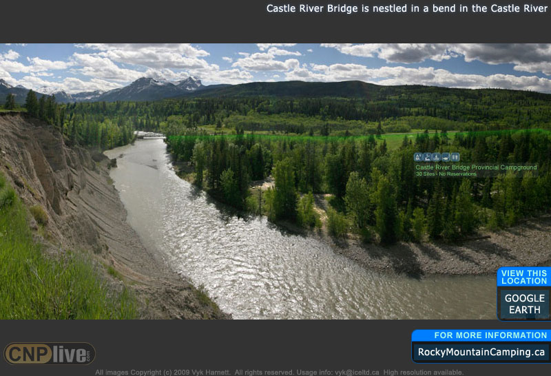 Castle River Bridge is nestled in a ben in the Castle River