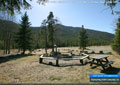 The group firepit outside of the Group Shelter at Oldman River Group Camp