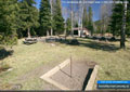 The horseshoe pit and firepit area in this view looking east