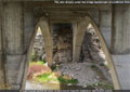The view directly under the bridge, downstream of Lundbreck Falls