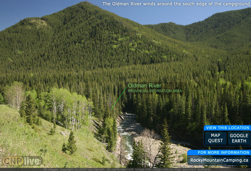 The Oldman Riverwinds around the south edge of the campground