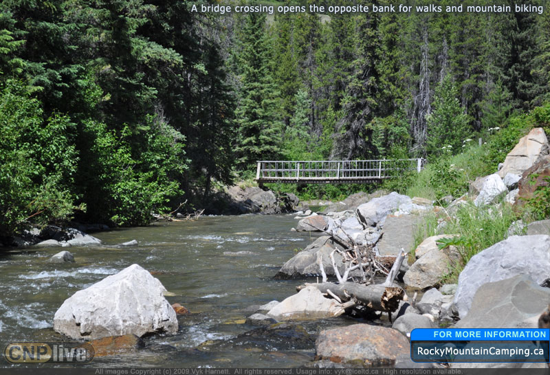 A bridge crossing opens the opposite bank for walks and mountain biking