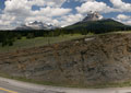 Hwy3 at the base of shot with Allison Peak and Crowsnest Mountain