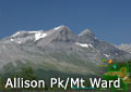 Allison Peak (left) and Mt Ward (right) are directly west of Crownest Mtn